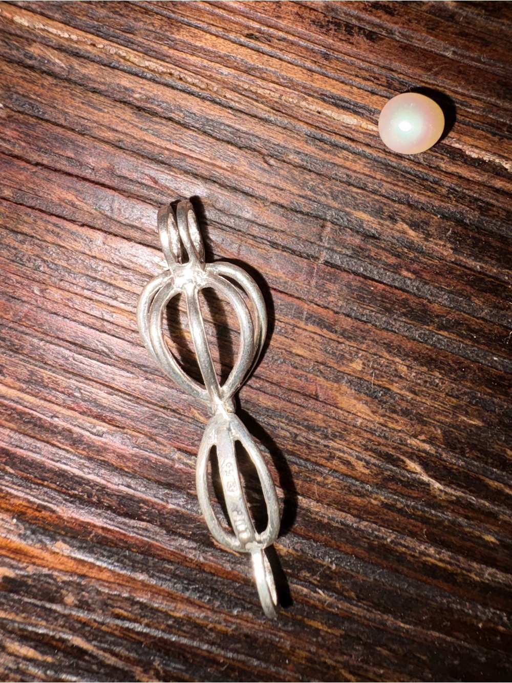 Vintage Sterling Silver Pearl Cage Necklace